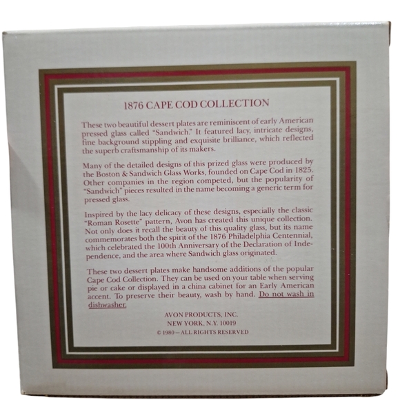 Vtg Avon 1876 Cape Cod Collection Ruby Red Glass Dessert Plates Set Of 4 NOB - Picture 4 of 10